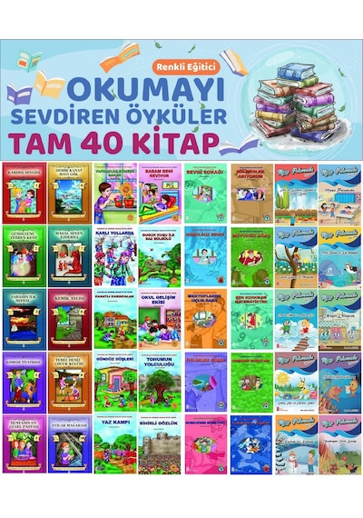 3.ve 4.sınıflar İçin Renkli Eğitici Okumayı Sevdiren Hikayeler 40 Kitap