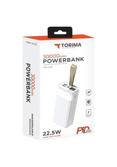 Taşınabilir Güç Seyahat Bataryası Pratik Batarya 30000 Mah Powerbank Trm-1033 Beyaz 22,5w Çok Renkli