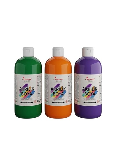 Yeşil, Mor, Turuncu Akrilik Boya 3&apos Lü Set 3x500 Gr