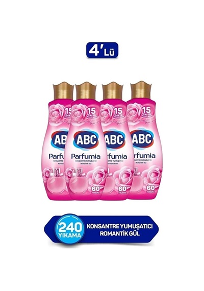 Abc Parfumia Konsantre Çamaşır Yumuşatıcısı Romantik Gül 4 X 1440 3'lü Set