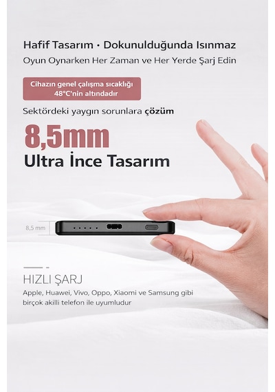 Y353s Powerbank 5.000 Mah Magnetıc Wıreless Siyah
