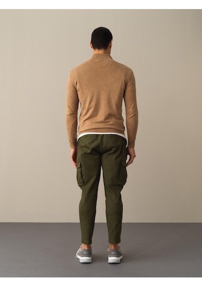 Xint Camel Regular Fit Fermuarlı Yarım Balıkçı Yaka Pamuklu Kazak 8016