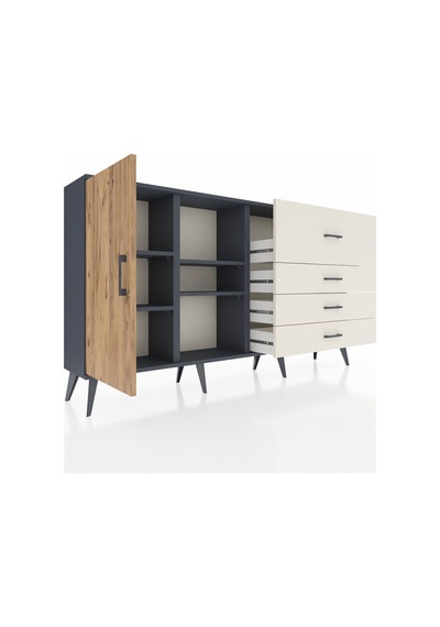 Arges Konsol 4 Raflı 4 Çekmeceli Tek Kapaklı 176x30x99 Antrasit-çam/aytaşı Atlas Çam/aytası - Antrasıt Arges Konsol 4 Raflı 4 Çekmeceli Tek Kapaklı 176x30x99 Antrasit-çam/aytaşı Atlas Çam/aytası - Antrasıt