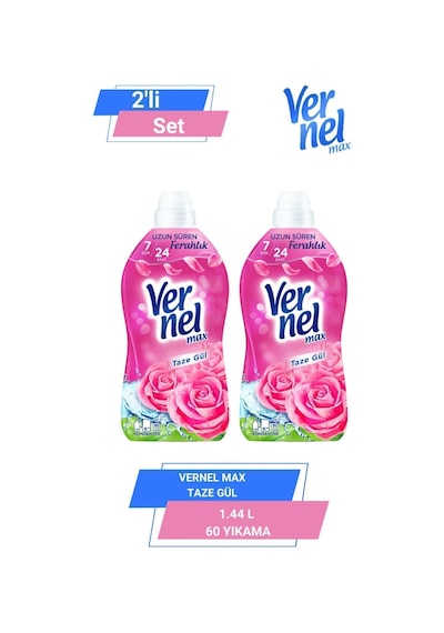 Vernel Max Konsantre Çamaşır Yumuşatıcı Taze Gül 2 x 1440 ML