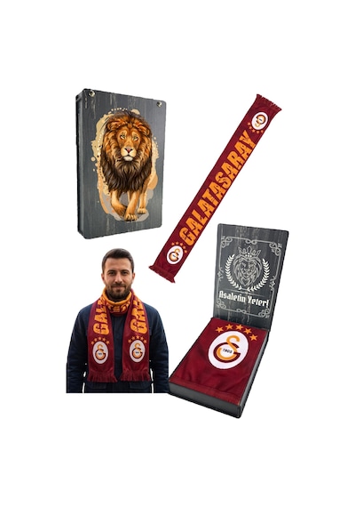 Galatasaray Lisanslı 5 Yıldız Kırmızı Şal Atkı Uv Kutu Kırmızı - Sarı 86578571