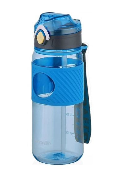 Pipetli Askılı 600 Ml Suluk Vgn Plastic Bottle Matara MAvi