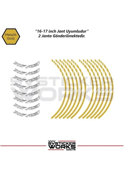 Yamaha Yzf-r3 Yazılı Jant Sticker Dış Ve İç Set Sticker Jant Şeridi Altın 93994986