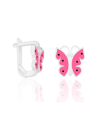 Gümüş Çocuk Küpe Pembe Mineli Kelebek Küpe St097