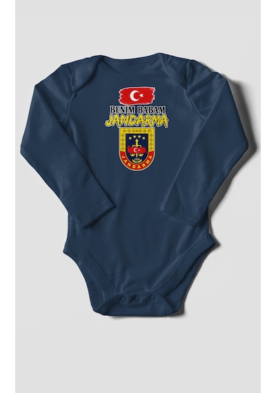 Morivokids Benim Babam Jandarma Uzun Kollu Bebek Body %100 Pamuk Lacivert