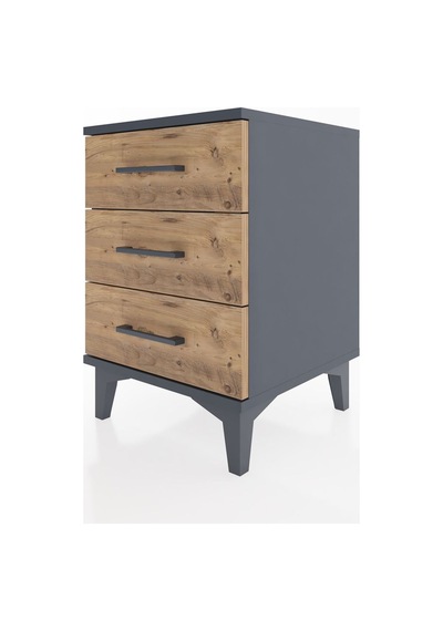 Hyperion Komodin 3 Çekmeceli 44x44x64 Antrasit-çam Antrasit