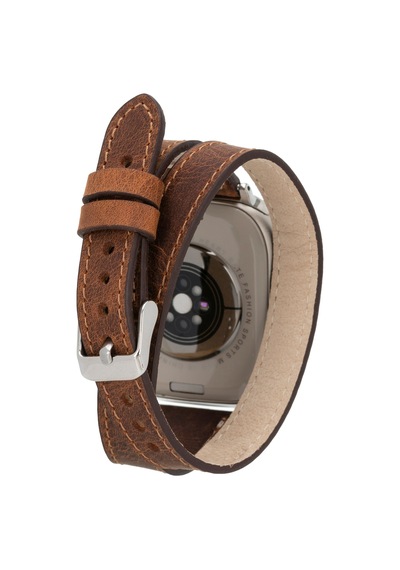 Alpıne Slim Double Tour Heritage Saddle Hakiki Deri Apple Uyumlu Watch Kordonu - 44/45/46/49mm