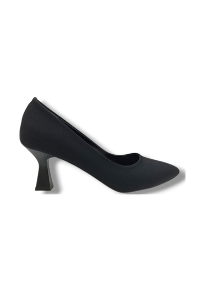 C-shoes 249-26 Mat Saten Orta Boy Topuklu Sade Kadın Stiletto Siyah