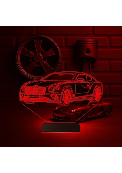 Luvivia Araba Bentley Kişiye Özel 3d Lamba - Masa Gece Lambası Şeffaf