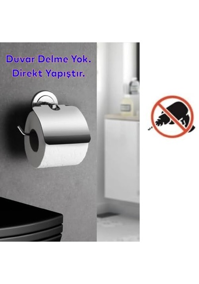 Son Yapışkanlı Tuvalet Kağıtlığı Wc Kağıtlık Tutucu Krom Yk-703 Çok Renkli