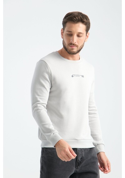 Shooter Sportwear Shooter Erkek Üç İplik Sweatshirt Regular Fit Pamuklu Bisiklet Yaka Günlük Spor Basic Taş