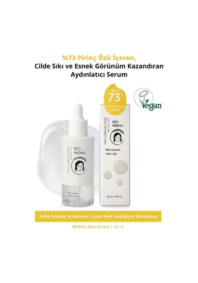 Midha %73 Pirinç Özü İçeren Sıkılaştırıcı ve Aydınlatıcı Serum 50 ML