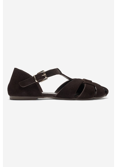 Luvi Shoes Alına Kahverengi Süet Hakiki Deri Kadın Sandalet