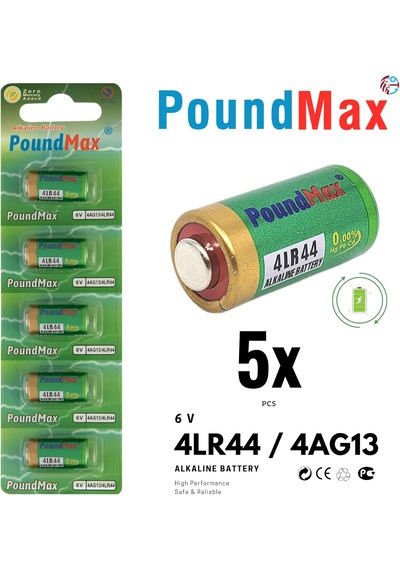 5 Adet Poundmax Alkalin 4lr44 4ag13, L1325 , 6v 1x 5'li Paket