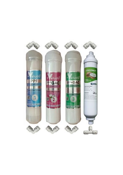 Su Arıtma Cihazı Veluda İnline Filtre Takımı 4'lü Set