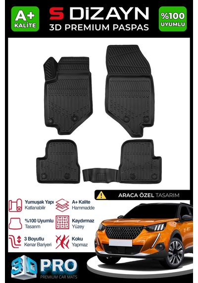 Peugeot 2008 3d Pro Havuzlu Paspas 2019-2023 A+ Kalite 3ds-sdz027