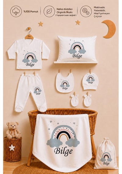 Pia Baby Erkek Bebek Hastane Çıkışı Seti 12 Parça %100 Pamuk İsimli Kişiye Özel Organik Baskılı Kıyafet Keseli 103311k0x Ekru Pia Baby Erkek Bebek Hastane Çıkışı Seti 12 Parça %100 Pamuk İsimli Kişiye Özel Organik Baskılı Kıyafet Keseli 103311k0x Ekru
