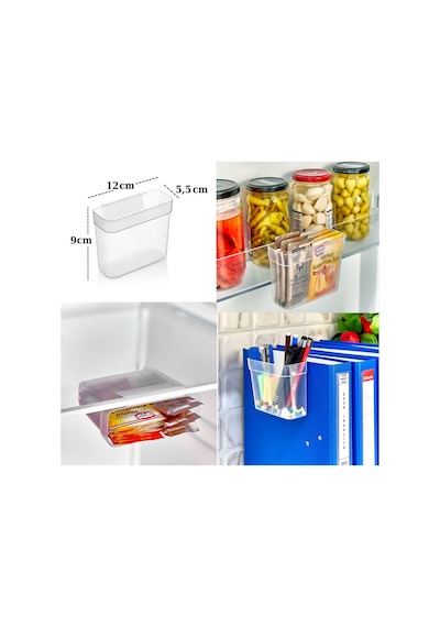 12 Adet Easybox, Çok Amaçlı Mini Asılabilir Kutu, Organizer, Mutfak, Banyo, Ofis, Araç Organizeri - 9024776188916 Beyaz - Şeffaf