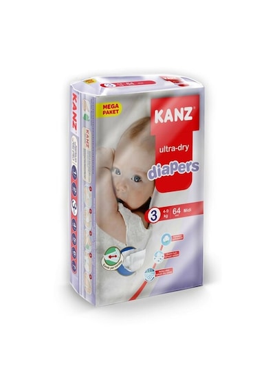 Kanz Ultra-Dry Diapers Bebek Bezi 3 Numara Midi Mega Paket 64 Adet