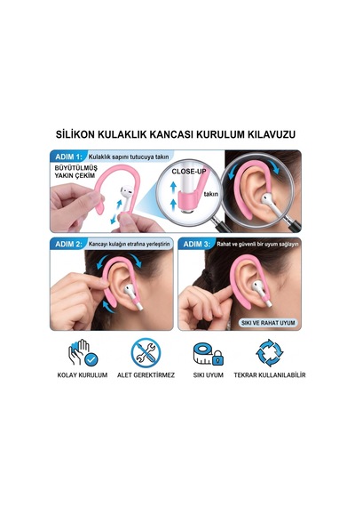 Silikon Kulaklık Kancası 2 Li Set Saplı Bluetooth Kulaklıklar İçin Düşme Önleyici Esnek Kulak Askısı, Spor Ve Günlük Kullanım Bubblegum Pink Bubblegum Pink Silikon Kulaklık Kancası 2 Li Set Saplı Bluetooth Kulaklıklar İçin Düşme Önleyici Esnek Kulak Askısı, Spor Ve Günlük Kullanım Bubblegum Pink Bubblegum Pink