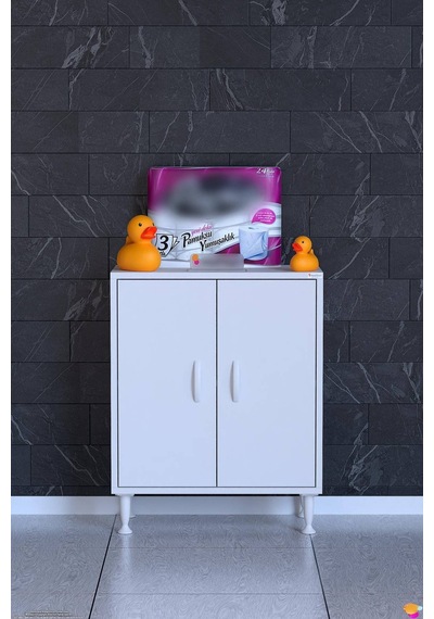 Söke 60 Cm Çok Amaçlı Kapaklı 1 Raflı 2 Bölmeli Komidin Dolap 60 Cm