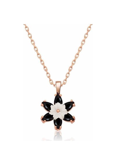 Gümüş Siyah Lotus Çiçeği Kolye (510932999)