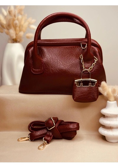 Elora Atelier Bowler Bordo Deri El Çantası Çok Renkli