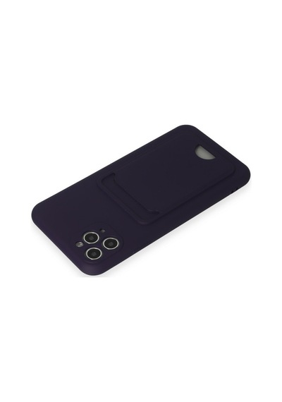 Apple iPhone Uyumlu 11 Pro Max - Kılıf Kelvin Kartvizitli Silikon - Derin Mor