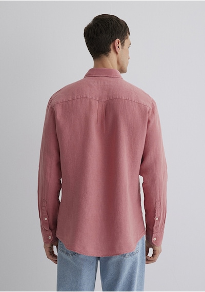 Mavi - Pembe Keten Gömlek 0211472-71104 Pembe