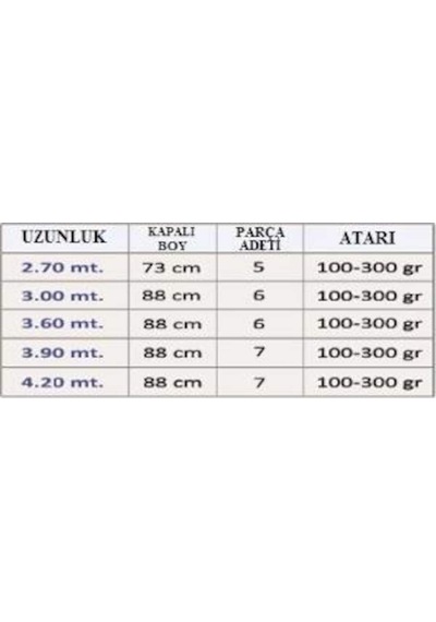 Effe Carbon Accord 100-300 Gr Atarlı Olta Kamışı 3.90 Mt.