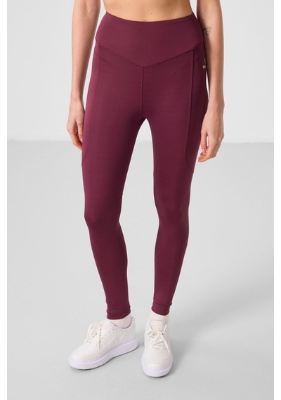 Tommylife Bordo Standart Fit Esnek Performans Kadın Tayt - 94666 Bordo