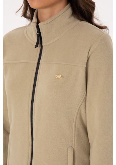 U.S. Polo Assn. Kadın Açık Haki Fermuarlı Dik Yaka Polar Sweatshirt 50316729-VR183