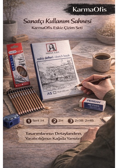 15 Parça Teknik Çizim Seti Spiralsiz A5 100gr Eskiz Defteri+12 Kalem+silgi+kalemtıraş