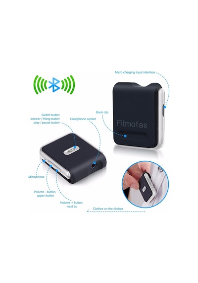 Bluetooth 4.2 Stereo Ses Alıcısı Hands-Free Araç Kiti Yaka Klipsl