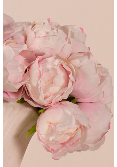 Pembe Premium Yapay Peony Şakayık Çiçeği Buketi 7 Dallı Lüx İpeksi Dokulu 25 Cm