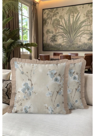 Çiçekli Pastel Floral Saçaklı Yastık Kılıfı - Romantik Botanik Mavi Vizon Püsküllü Kırlent Kılıfı Sessiz Esinti Nova Çiçekli Pastel Floral Saçaklı Yastık Kılıfı - Romantik Botanik Mavi Vizon Püsküllü Kırlent Kılıfı Sessiz Esinti Nova