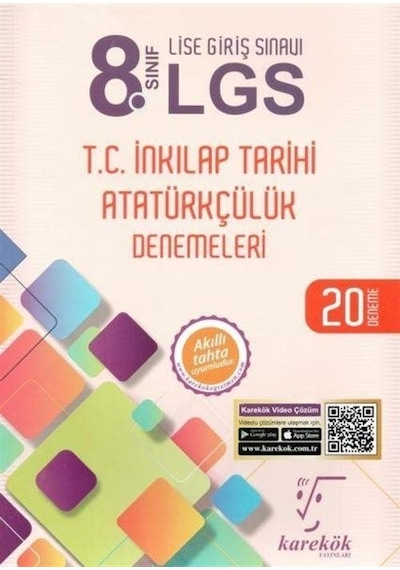 8.Sınıf LGS T.C. İnkılap Tarihi ve Atatürkçülük Denemeleri 20 Deneme- Karekök Eğitim Yayın