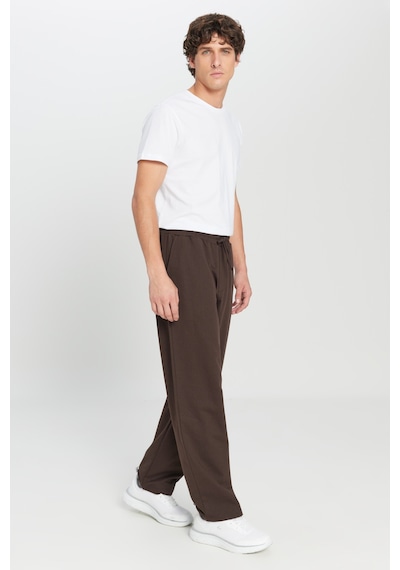 AC&Co / Altınyıldız Classics Erkek Kahverengı Pamuklu Baggy Fit Rahat Kesim Beli Bağlamalı Yan Cepli Örme Eşofman Altı Kahverengi