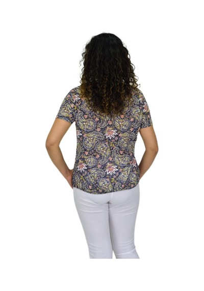 Linsolita Kadın Kısa Kol Baskılı Bluz Bgl-st04689 Füme
