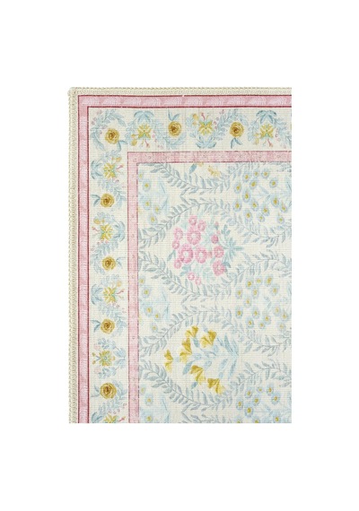 Cool Halı Daisy Krem Pembe Bohem Halı Dekoratif Vintage Otantik Çiçekli İnce Yıkanabilir Şönil Halı