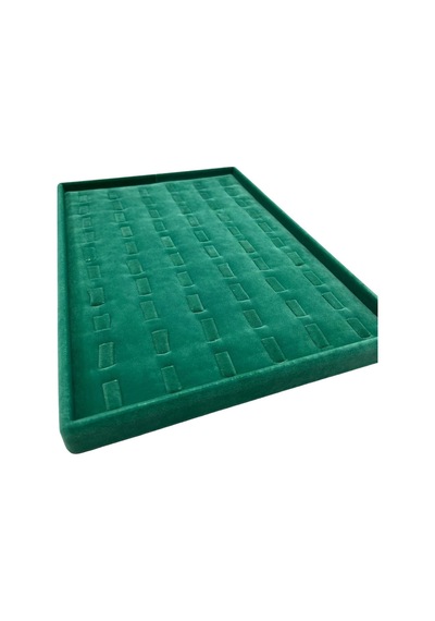 Yerli Üretim Süet Kumaş Yeşil 34/24 Cm Dikine Tırnaklı Çekmece Içi Yüzük Tablası Çok Renkli