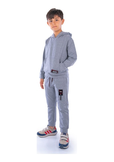 Mnk Baby & Kids Team Kanguru Cepli Kapüşonlu Çocuk Eşofman Mnk10074 gri