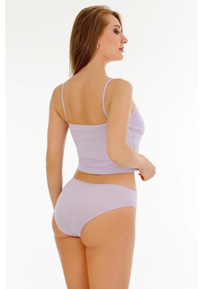 Sensu Kadın Fitilli Kumaş İp Askılı Büstiyer Bikini Külot Set - Bbt300 Lila Lila