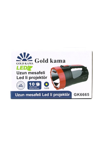 2w Tek Ledli El Feneri Projektör Fiş Şarjlı 2 Kademe Işık Ayarı Gk-6665 5570 Çok Renkli