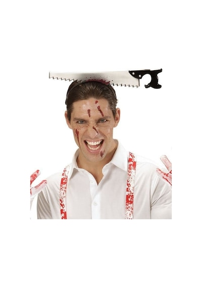 Kafaya Saplanmış Halloween Kanlı Testere Şaka Tacı