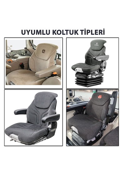 Yeni Tip - John Deere Kabinli Traktör Koltuk Kılıfı-3 Parça- Yeşi